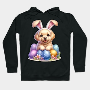 Puppy Yellow Labrador Bunny Ears Easter Eggs Happy Easter Day Hoodie